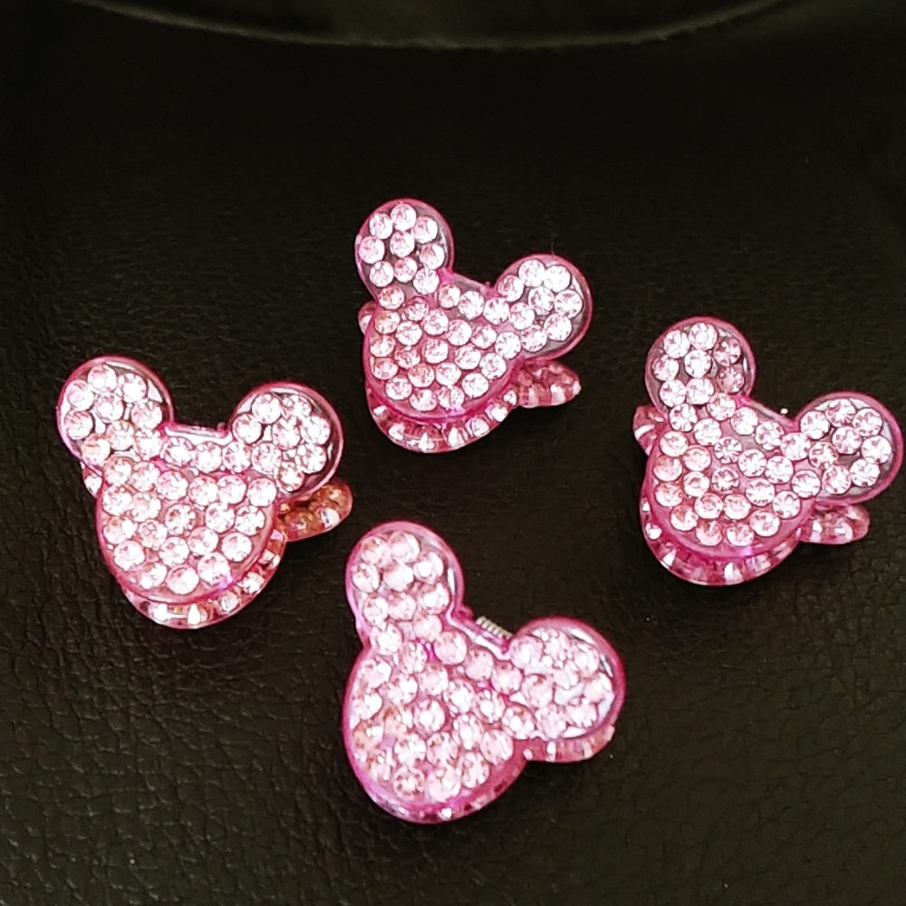 Set of 4 Rhinestone Mickey Mouse mini hair clips